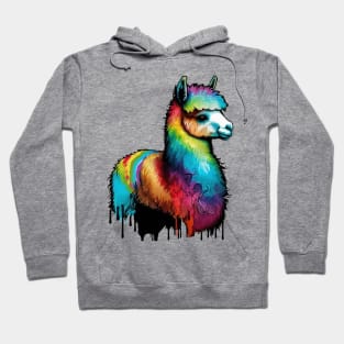 Alpaca Llama Rainbow Colordrops Hoodie